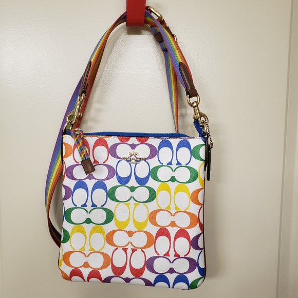 Coach Bags Coach Jes Slim Crossbody In Rainbow Signature Canvas